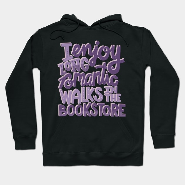 Romantic Bookstore Walks - Purple Hoodie by KitCronk